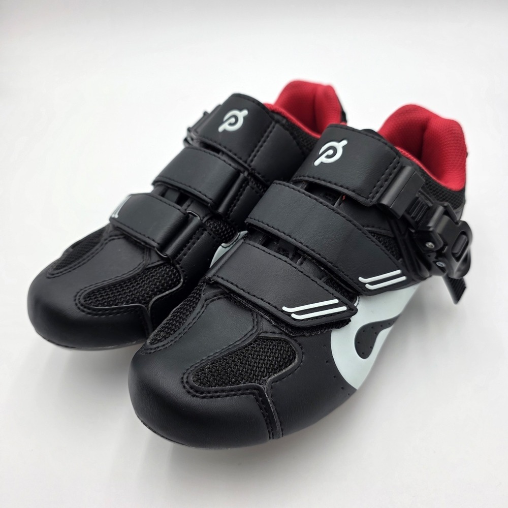 Peloton Original Cycling Shoes Black Red Womens 7.5 Mens 6 3-Bolt Cleats